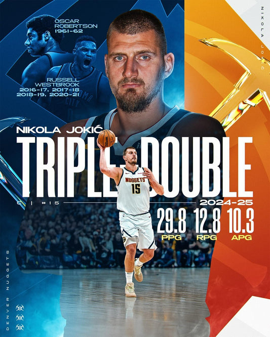 Nikola Jokić triple double canvas wall art