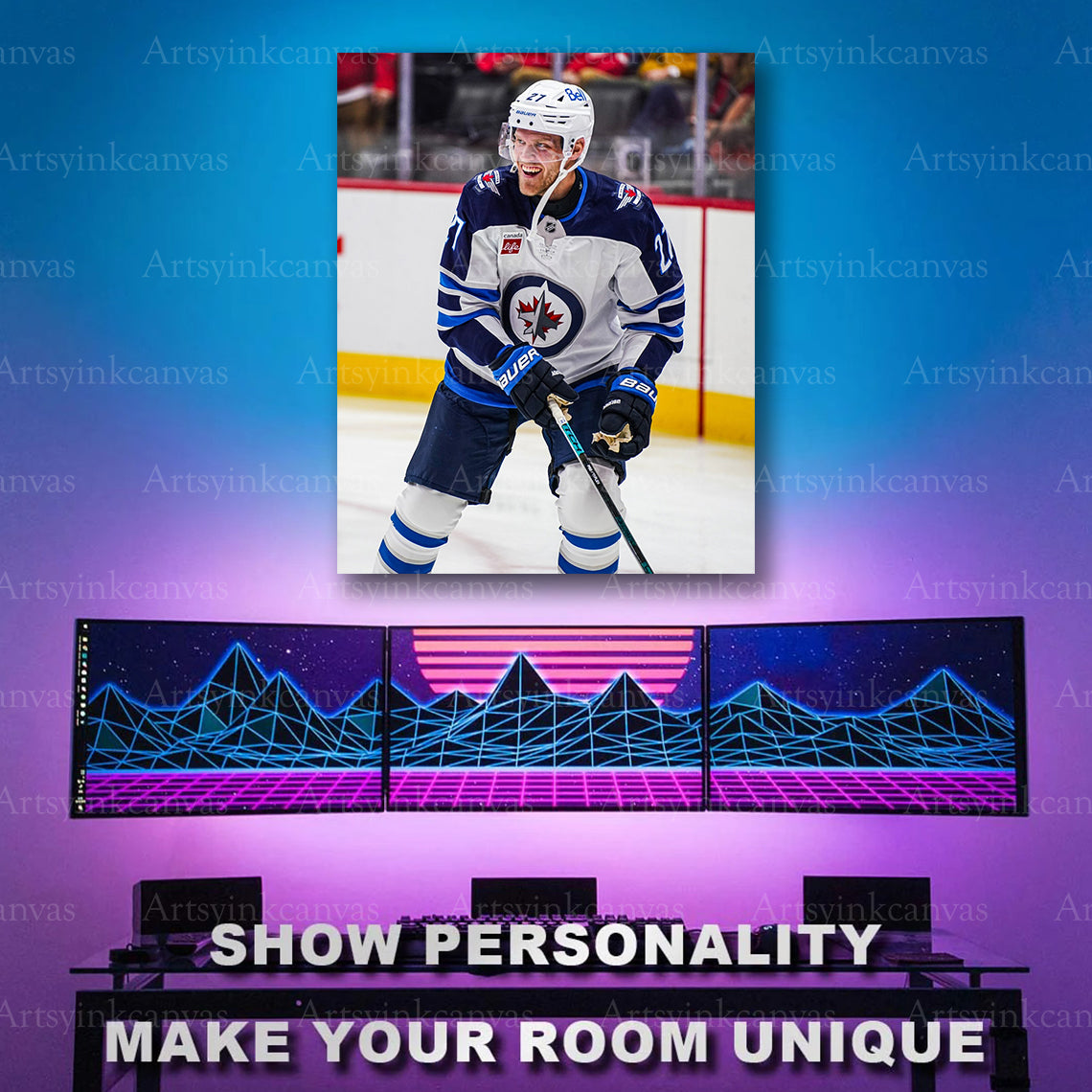 Winnipeg Jets star player wall artwork