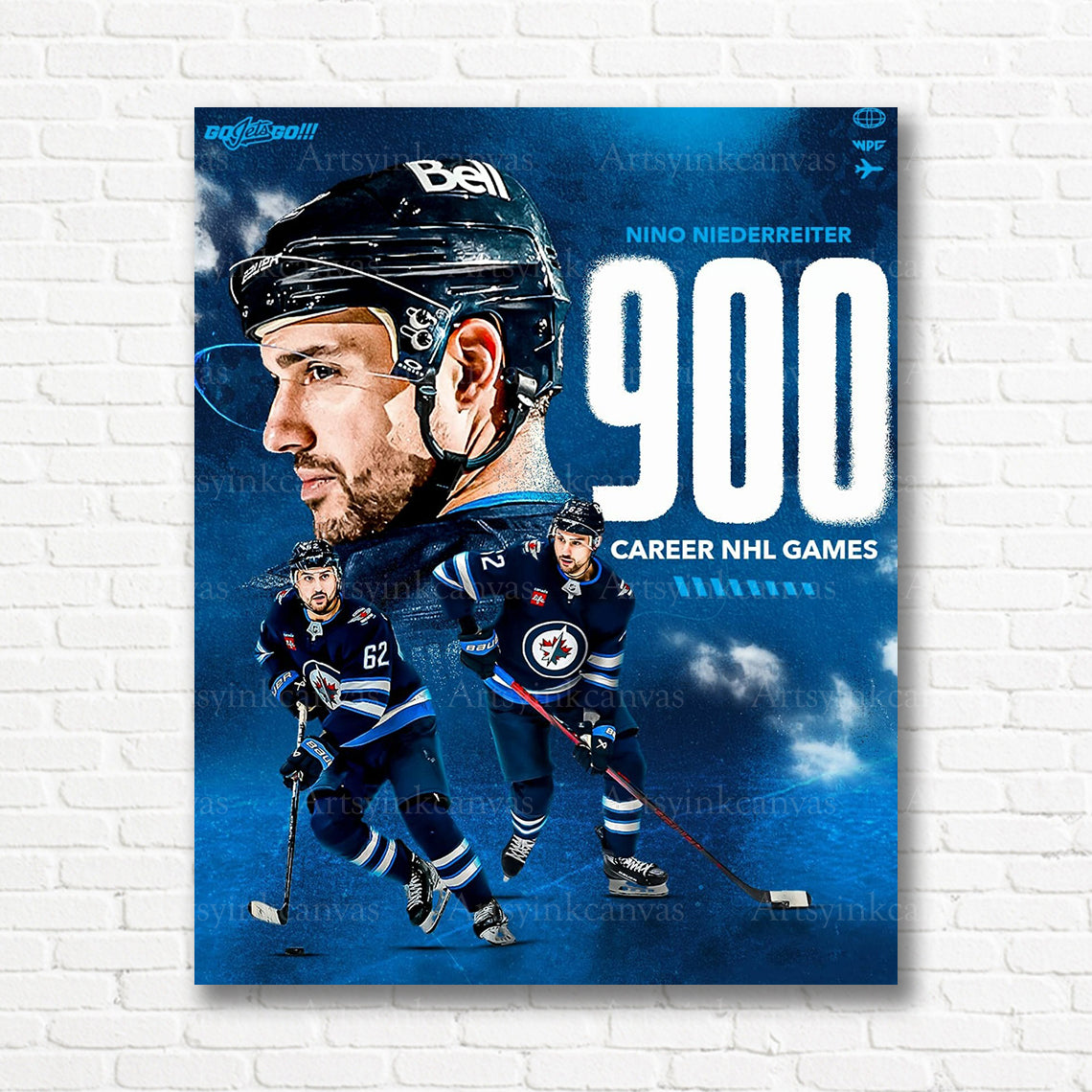 Nino Niederreiter Winnipeg Jets milestone canvas print