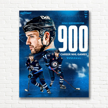 Nino Niederreiter Winnipeg Jets milestone canvas print