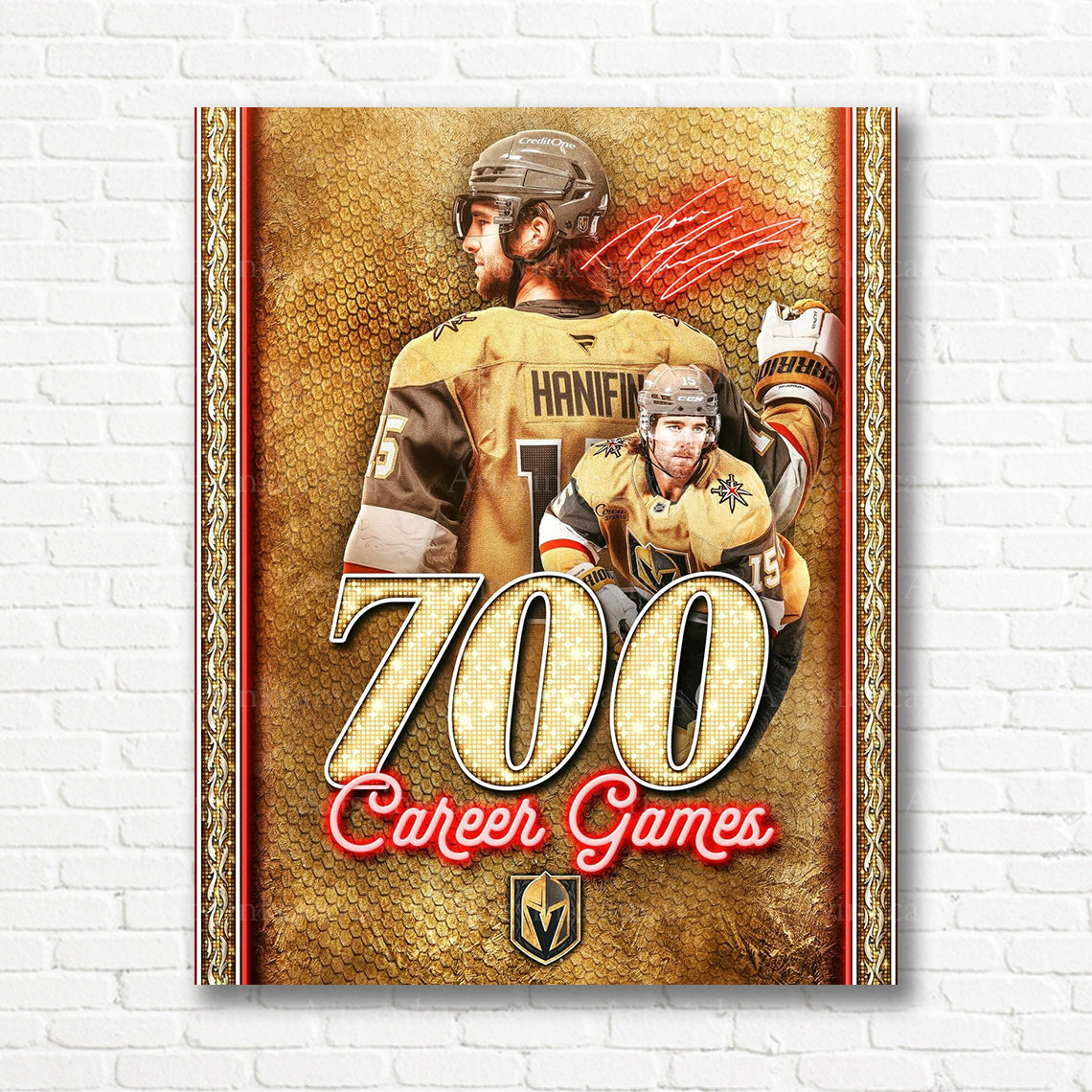 Noah Hanifin Vegas Golden Knights milestone canvas print