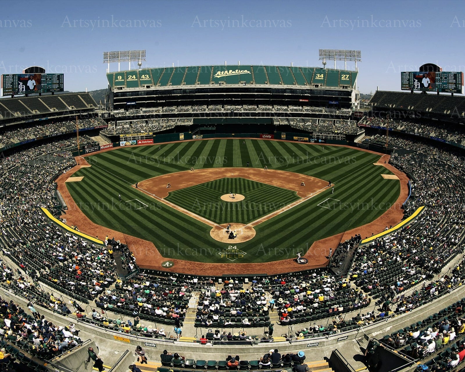 Oakland Athletics Oakland Coliseum stadium view canvas wall art