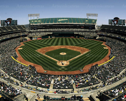 Oakland Athletics Oakland Coliseum stadium view canvas wall art