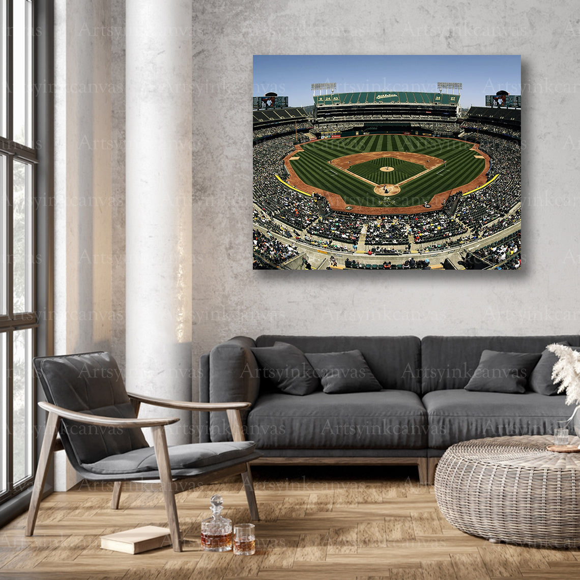Oakland Athletics Oakland Coliseum Stadium View Canvas Wall Art