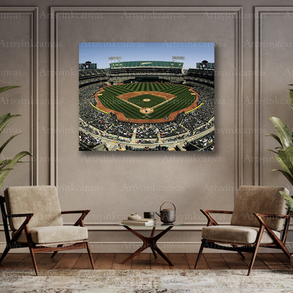 Oakland Athletics Oakland Coliseum Stadium View Canvas Wall Art