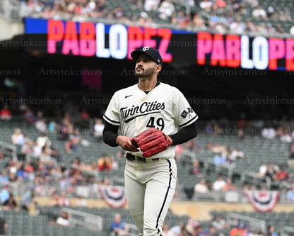 Pablo Lopez on field Minnesota Twins canvas wall art