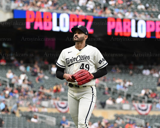 Pablo Lopez on field Minnesota Twins canvas wall art