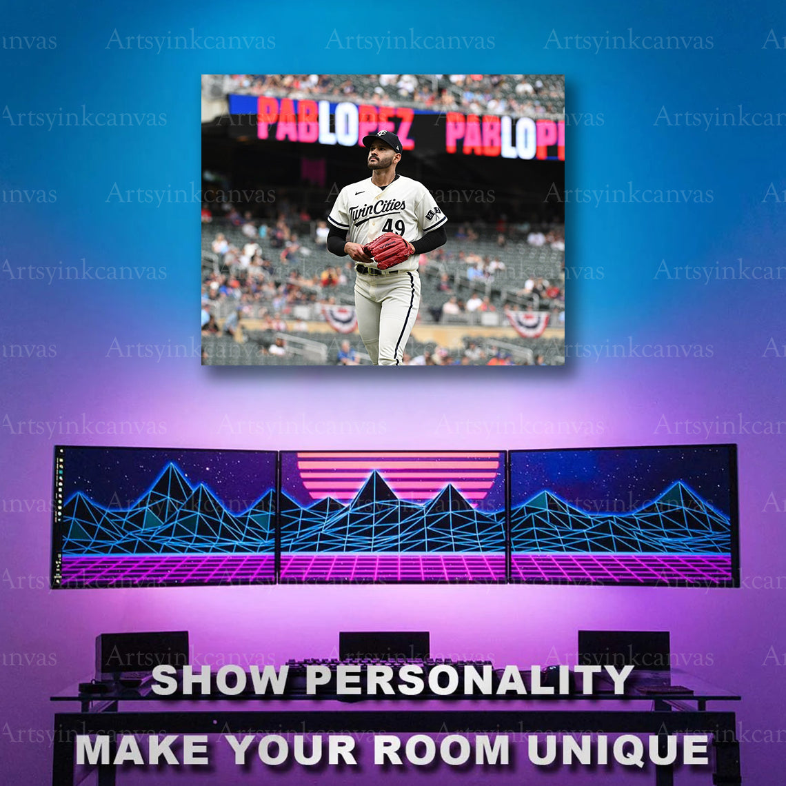 Minnesota Twins pitcher on field artwork