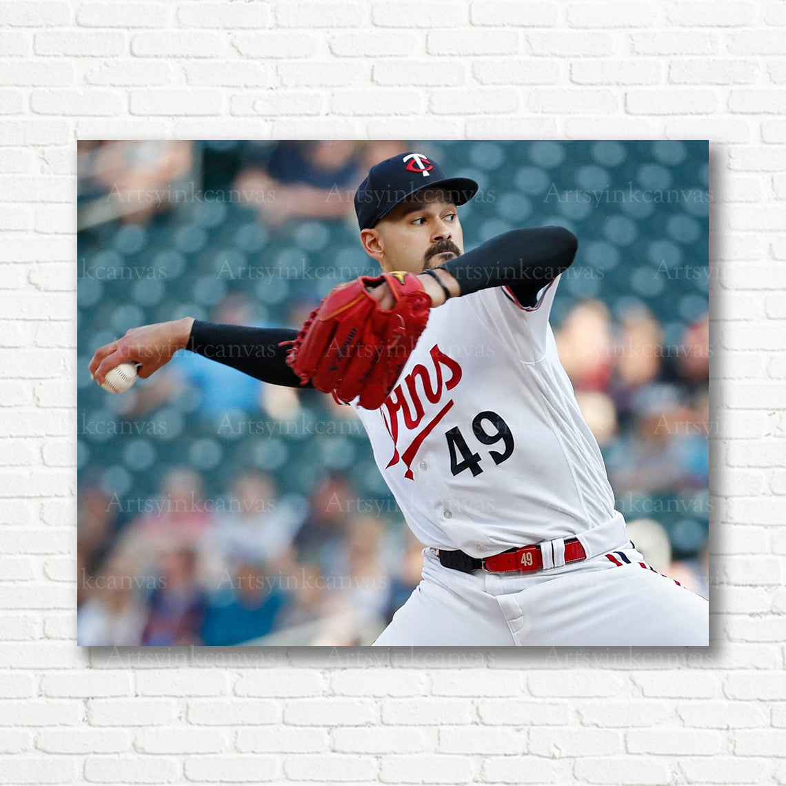 Pablo Lopez Twins pitching motion canvas print