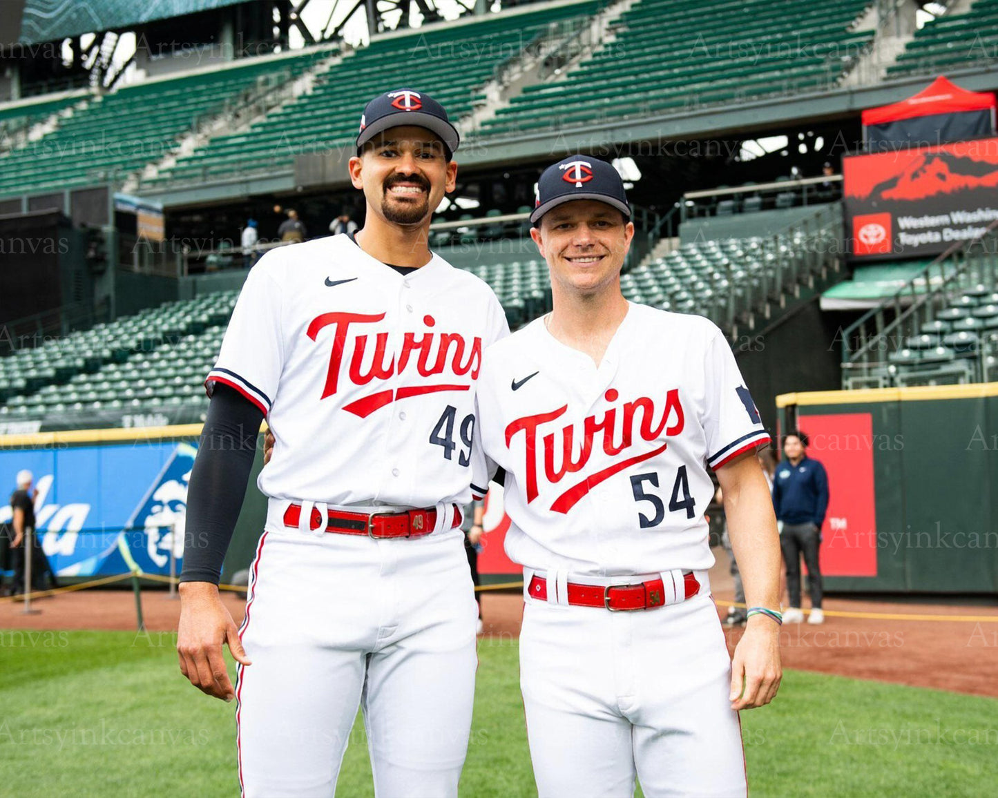 Pablo Lopez and Sonny Gray on field Minnesota Twins canvas wall art
