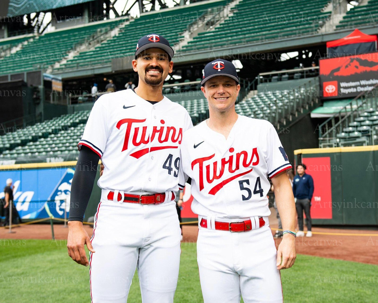 Pablo Lopez and Sonny Gray on field Minnesota Twins canvas wall art