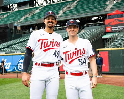 Pablo Lopez and Sonny Gray on field Minnesota Twins canvas wall art
