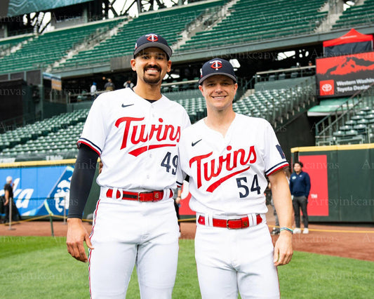 Pablo Lopez and Sonny Gray on field Minnesota Twins canvas wall art
