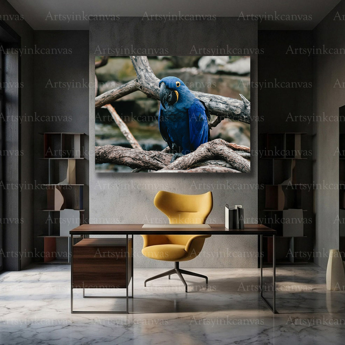 Exotic blue bird wall decor for modern interiors