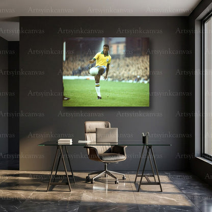 Pelé Brazilian Soccer Legend Canvas Wall Art – Football Icon Poster