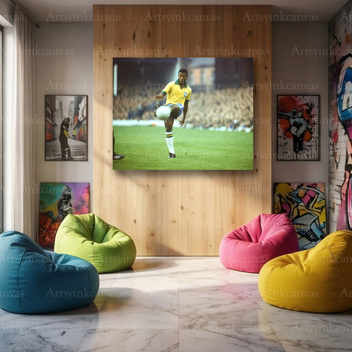 Pelé Brazilian Soccer Legend Canvas Wall Art – Football Icon Poster