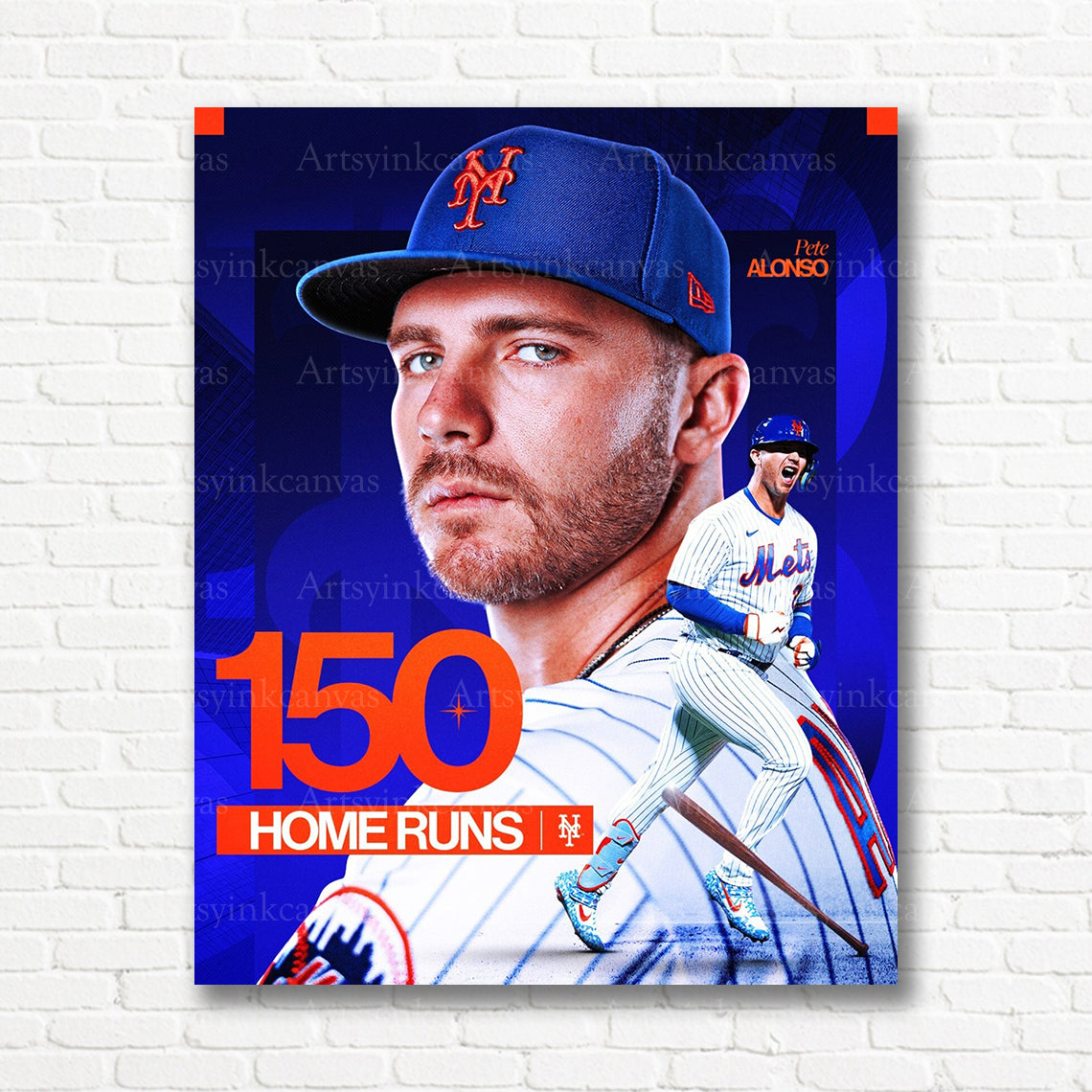 Pete Alonso Mets home run milestone canvas print