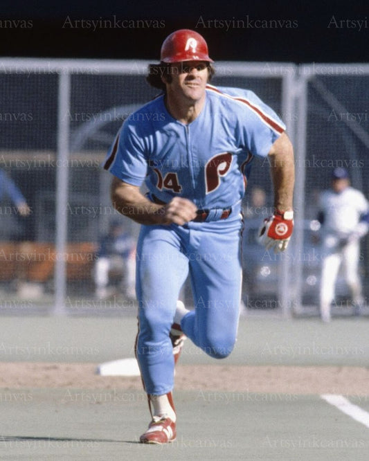 Pete Rose running the bases canvas wall art