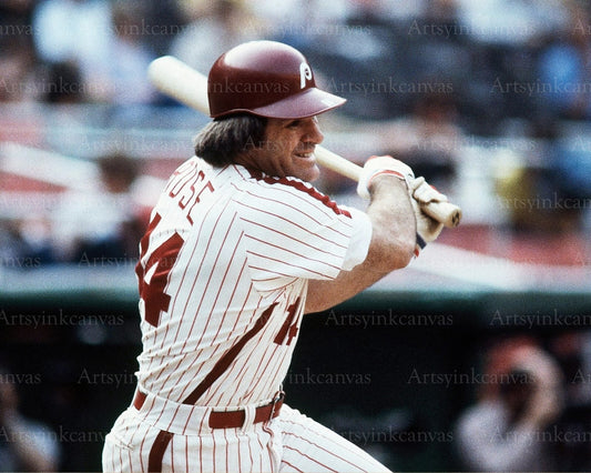 Pete Rose swinging canvas wall art