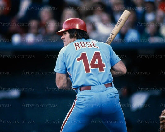 Pete Rose swinging action canvas wall art