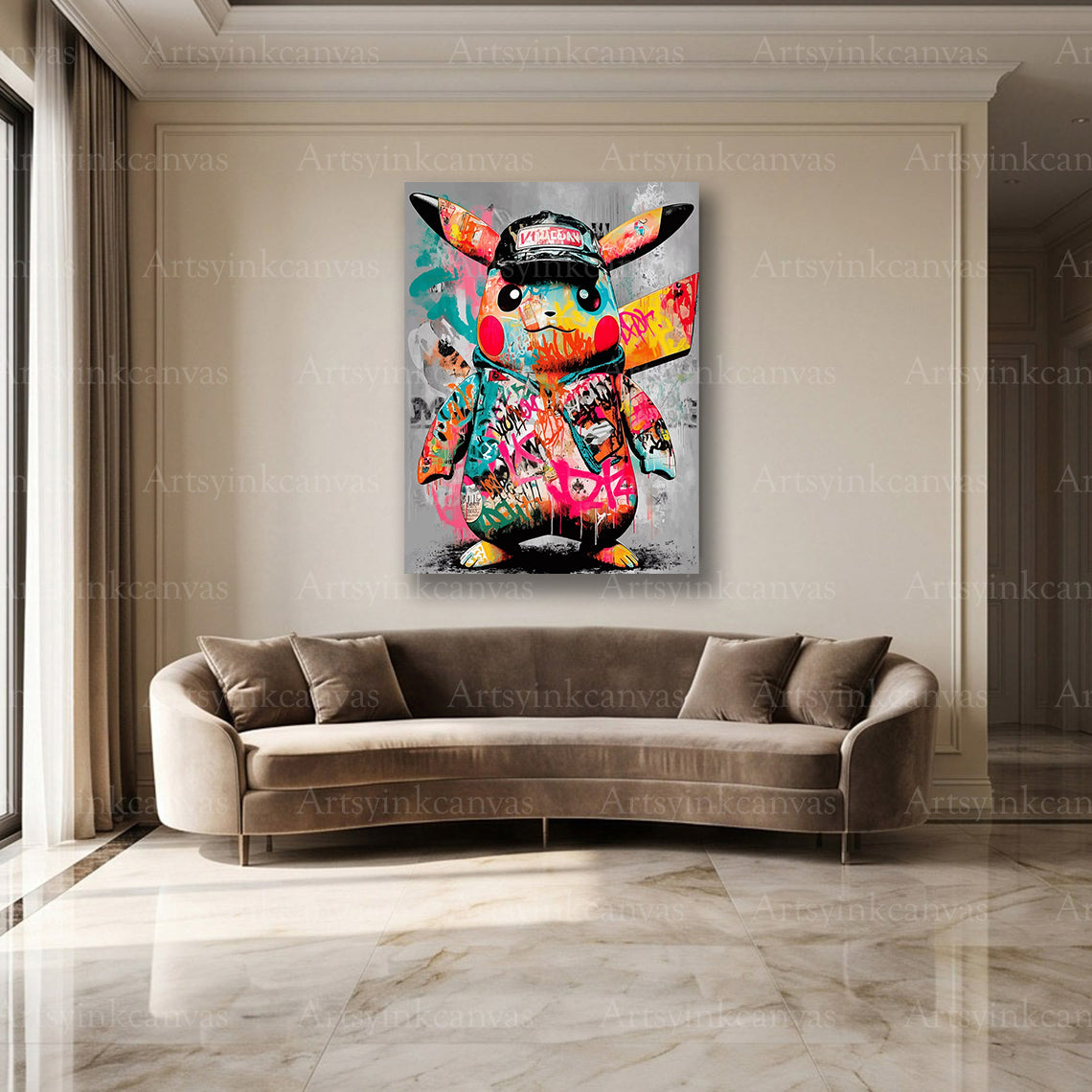 Pikachu street art canvas artwork