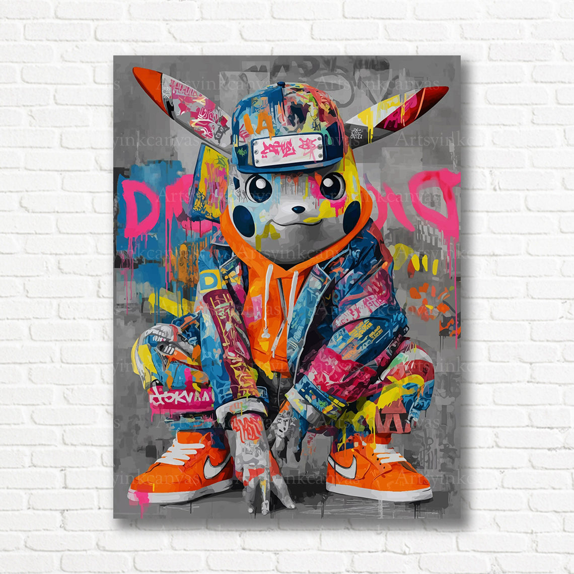 Pikachu electric swagger canvas print