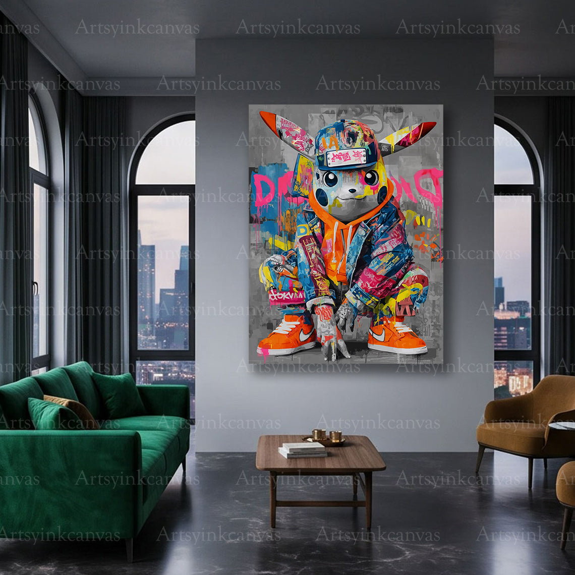 Pikachu electric character canvas art
