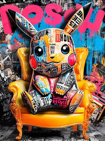 Pikachu Electric Energy graffiti canvas wall art