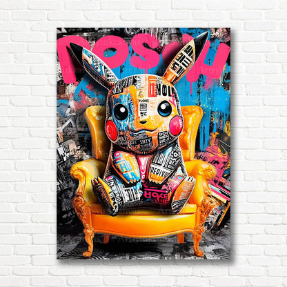 Pikachu electric power graffiti canvas print