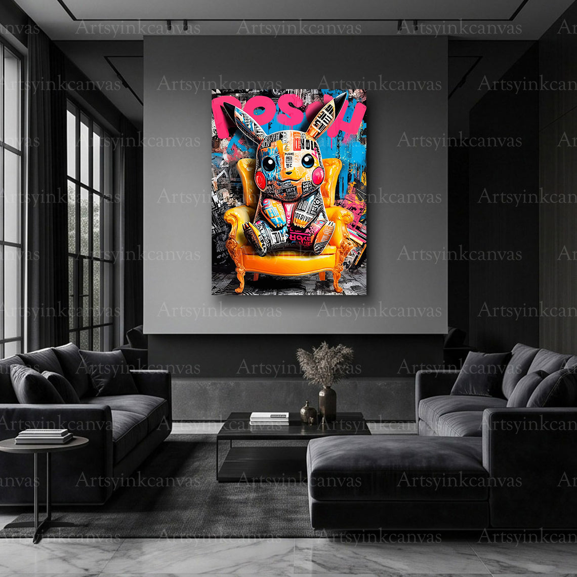 Pikachu colorful electric street art artwork