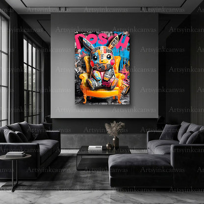 Pikachu colorful electric street art artwork