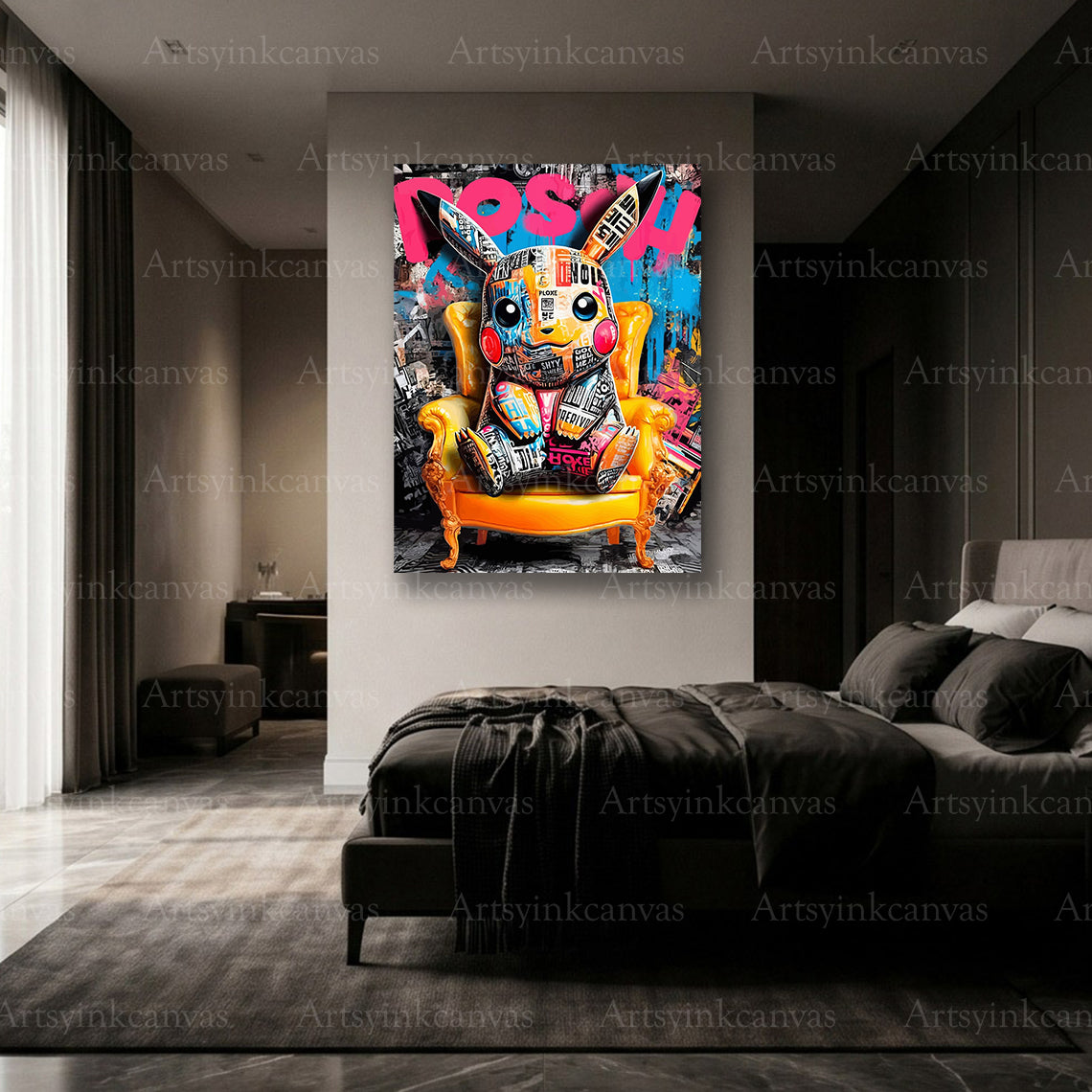 Premium Pikachu electric energy canvas art
