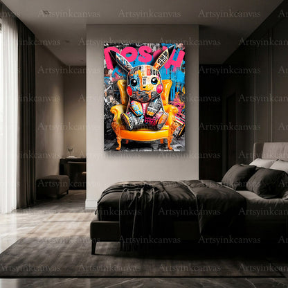 Premium Pikachu electric energy canvas art