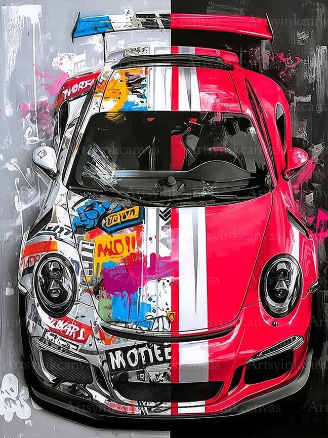 Porsche 911 The Engine of Graffiti canvas wall art
