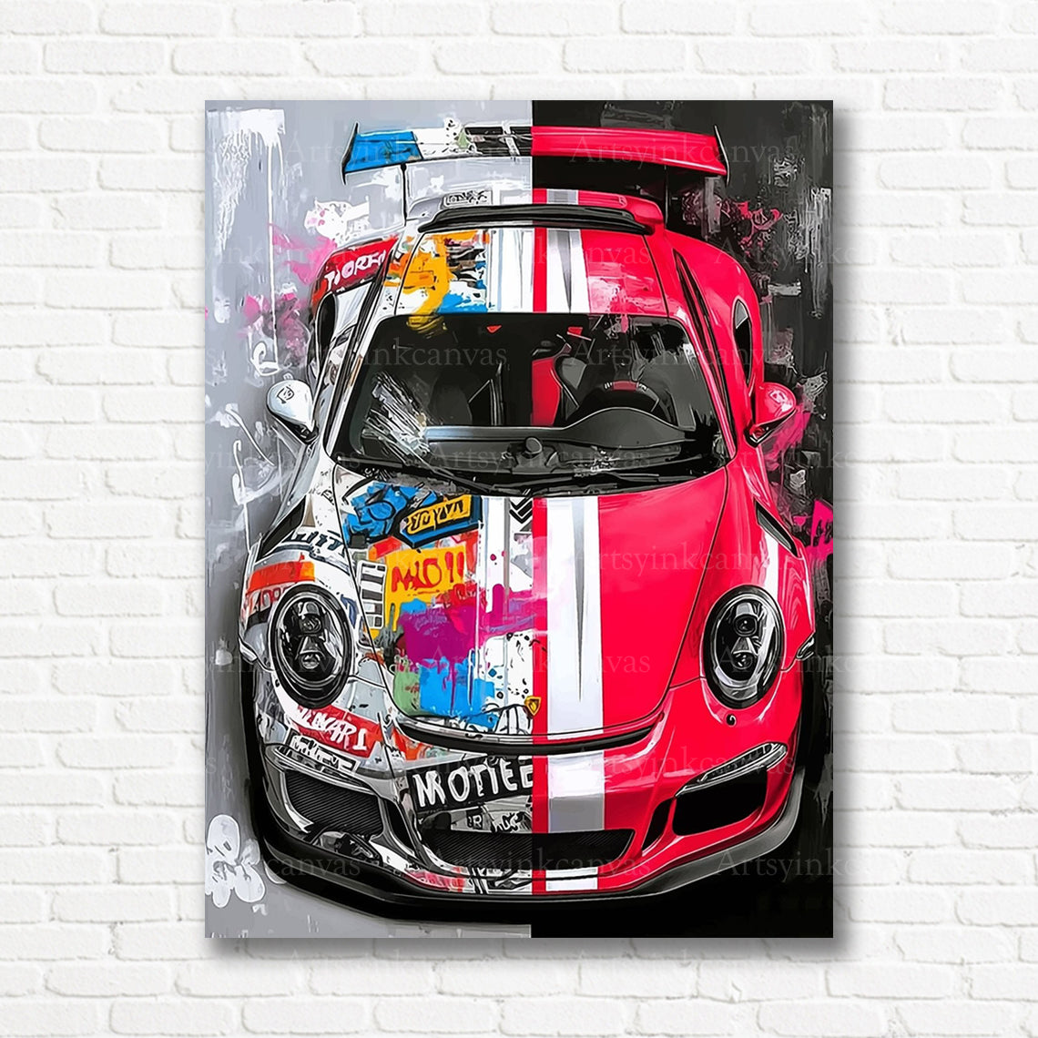 Porsche 911 graffiti sports car canvas print