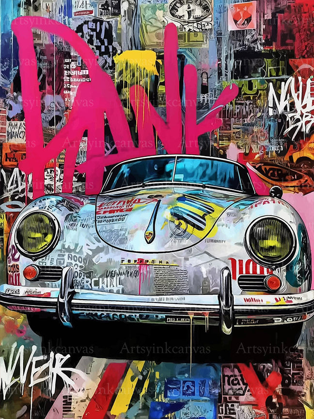 Porsche Asphalt graffiti canvas wall art
