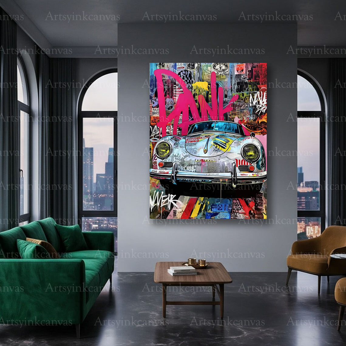 Porsche car enthusiast graffiti canvas wall decor