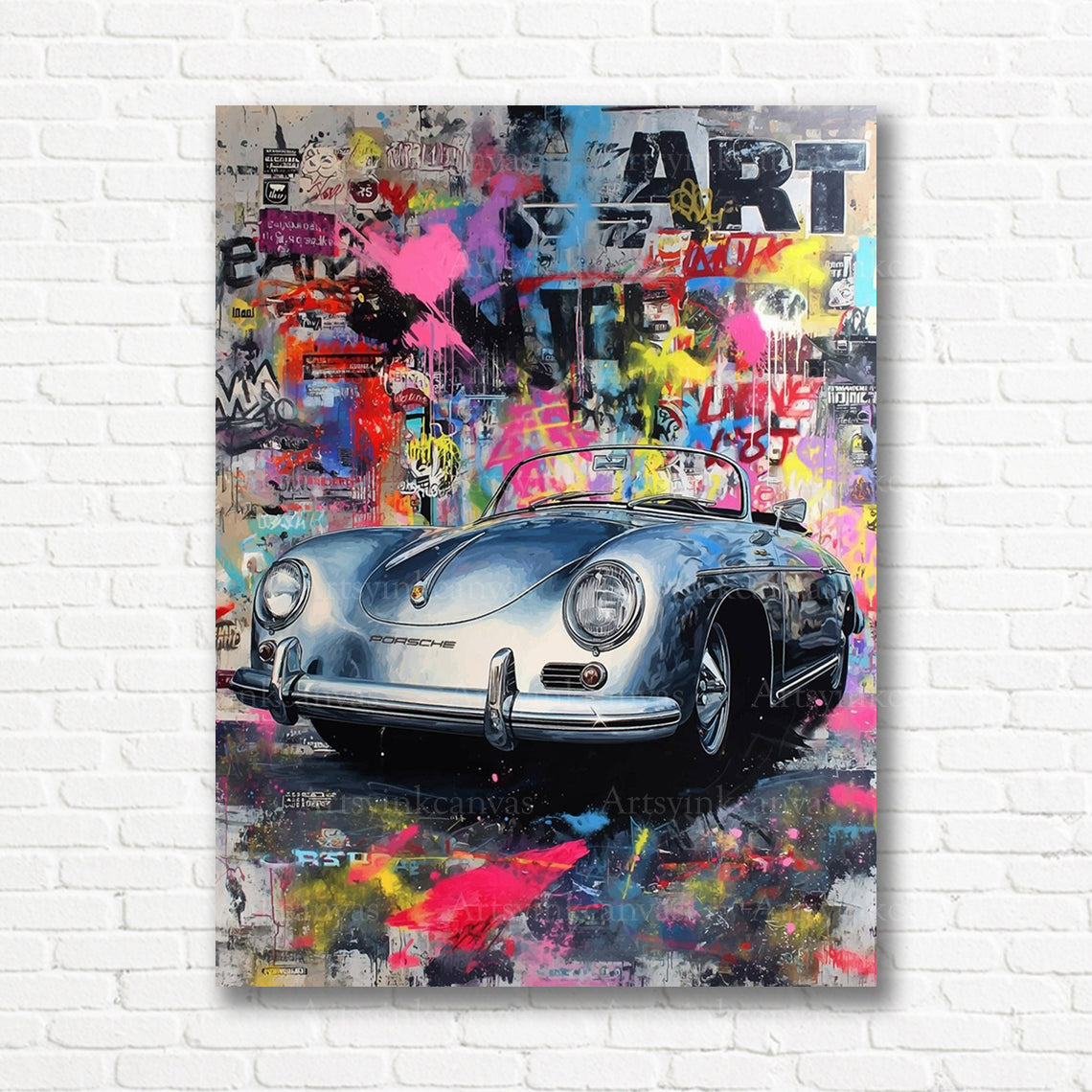 Porsche 356 Speedster graffiti canvas print