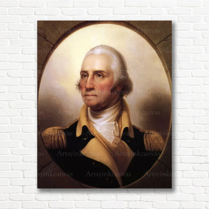 Portrait of George Washington Canvas Wall Art – Classic Historical Leader Painting