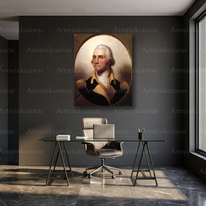 Portrait of George Washington Canvas Wall Art – Classic Historical Leader Painting