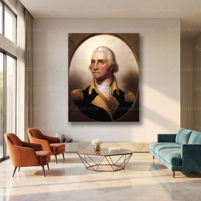 Portrait of George Washington Canvas Wall Art – Classic Historical Leader Painting