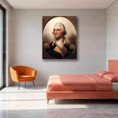 Portrait of George Washington Canvas Wall Art – Classic Historical Leader Painting