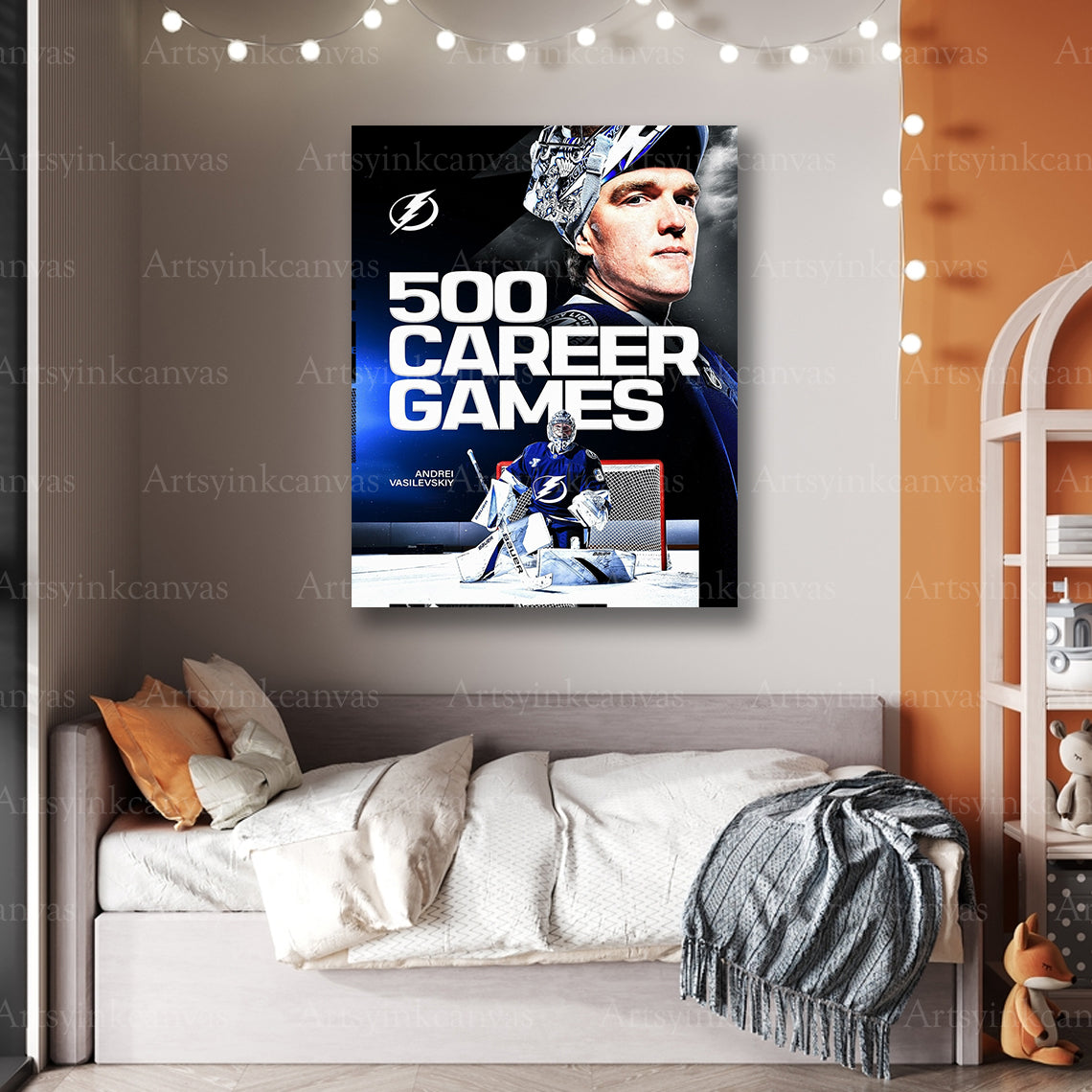 Premium Andrei Vasilevskiy Lightning 500 games canvas print