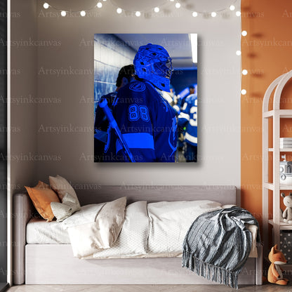 Premium Andrei Vasilevskiy Lightning pregame canvas print