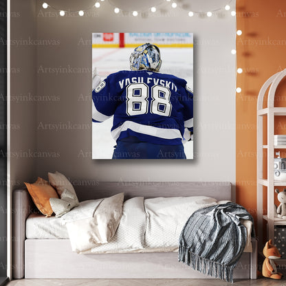 Premium Andrei Vasilevskiy Lightning warmup canvas print