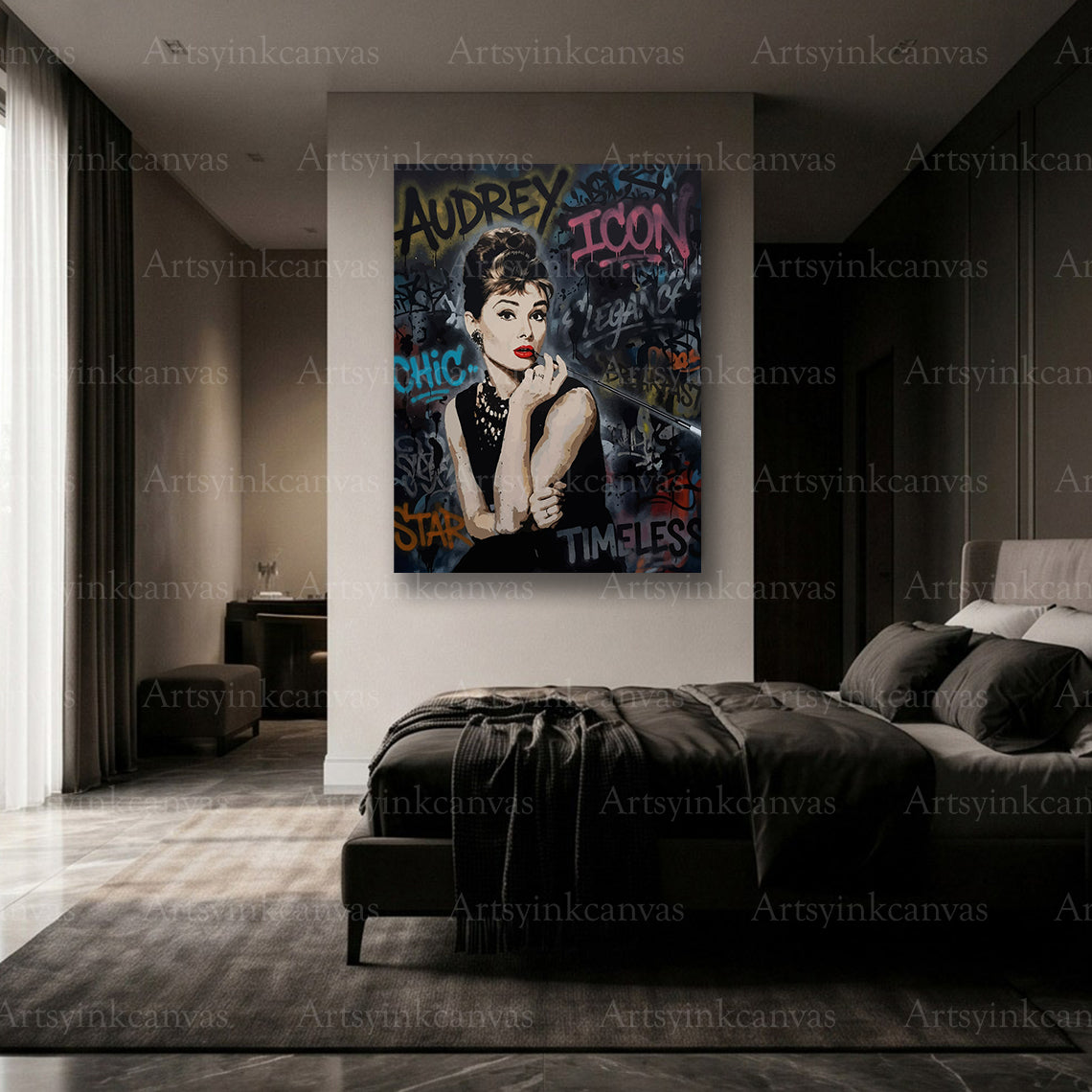 Premium Audrey Hepburn urban canvas print