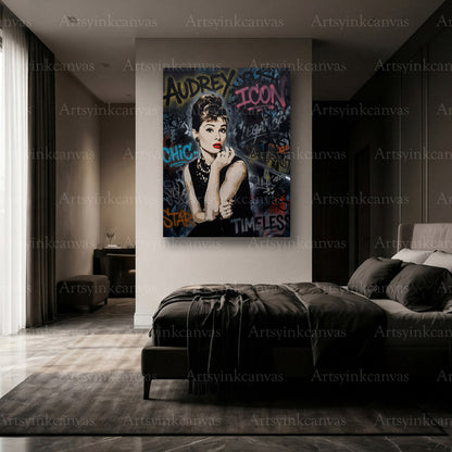 Premium Audrey Hepburn urban canvas print