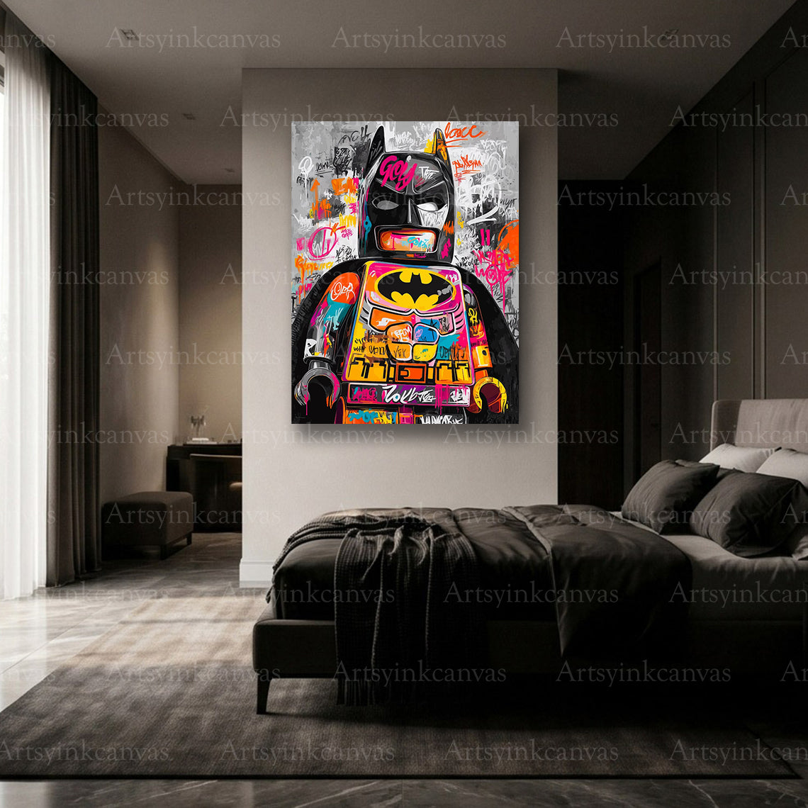 Premium LEGO Batman graffiti canvas print