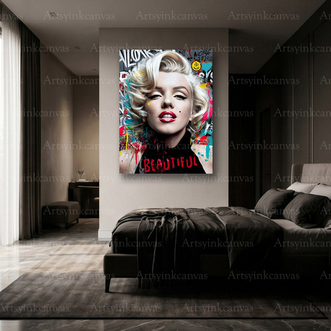 Premium Marilyn Monroe graffiti canvas print