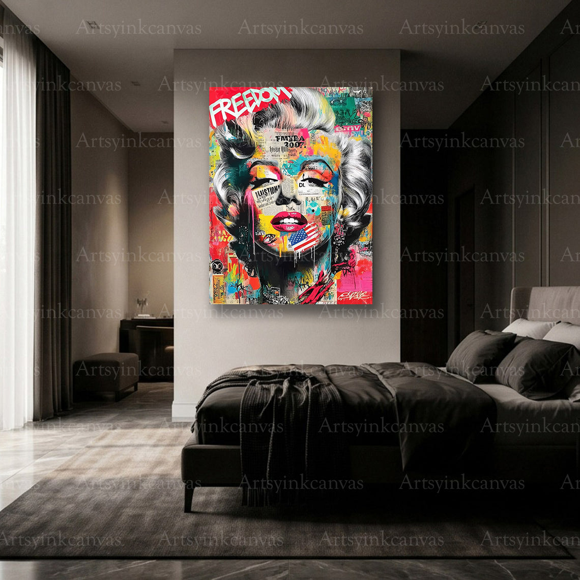 Premium Marilyn Monroe graffiti canvas print